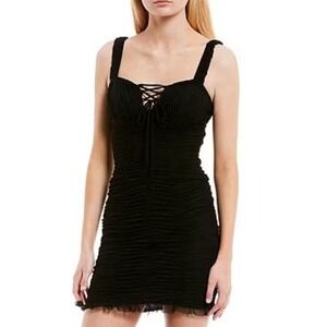 City Vibe Ruched Bodycon Mini Dress Lace Up Bustier HOMECOMING